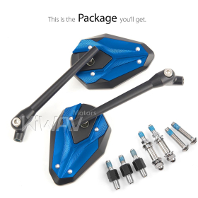 ViperII all blue mirrors for M10 metric bike & Harley Davidson