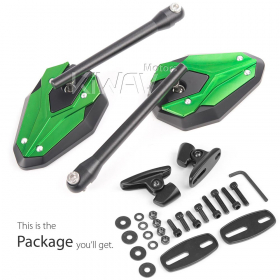 ViperII all green fairing mount mirrors w/ black adapter