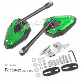 ViperII all green fairing mount mirrors w/ chrome adapter