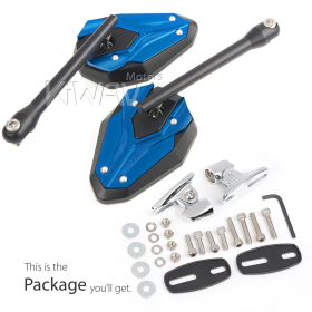 ViperII all blue fairing mount mirrors w/ chrome adapter