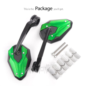 ViperII all green bar end mirrors for 7/8, 1, 1-1/4 inch hollow handlebar