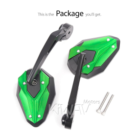 ViperII all green bar end mirrors for M6 threaded handlebars