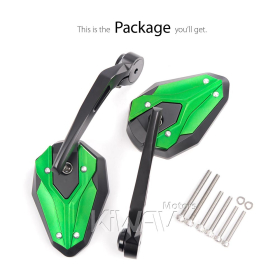 ViperII all green bar end mirrors compatible with Triumph air-cooled motorcycles