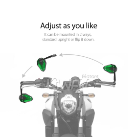 ViperII all green bar end mirrors compatible with Yamaha