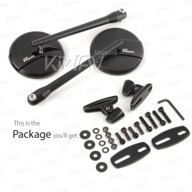 Missie black fairing mount mirrors w/ black adapter for sportbikes