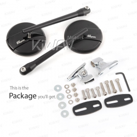 Missie black fairing mount mirrors w/ chrome adapter for sportbikes