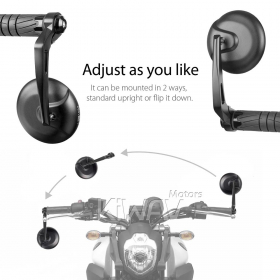 Retro black bar end mirrors for M6 threaded handlebars