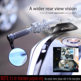 Retro black bar end mirrors compatible with BMW