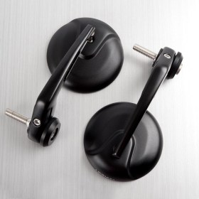 Retro black bar end mirrors compatible with BMW