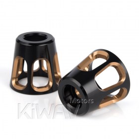 バーエンド　タワー　金褐と黒のベース　8mmネジ式 / 内径13-21mmのハンドルバーに適用