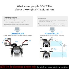 バックミラー　クラシックプラス　クロム　自転車、イーバイク用　7/8インチ（22mm）ハンドルに取付可能