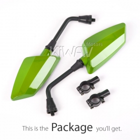 ATV mirrors hawk green for 7/8 Inch handlebar with forged black aluminum clips