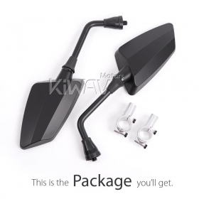 ATV mirrors hawk black for 7/8 Inch handlebar with forged silver aluminum clips