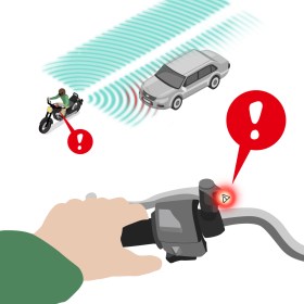 バイク用死角検知システム(BSD)　車線変更アシスト(LCA)　79GHz　LED指示器のみ　M10 1.5ピッチ BMWに適用