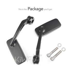 Classic black bar end mirrors compatible with BMW M10 threaded handlebar
