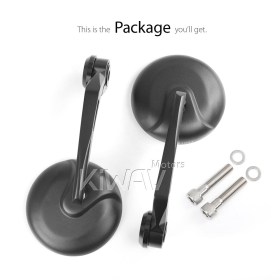 Retro black bar end mirrors compatible with BMW M10 threaded handlebar