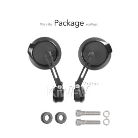 Aura black bar end mirrors compatible with BMW M10 threaded handlebar
