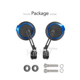 Aura blue bar end mirrors compatible with BMW M10 threaded handlebar