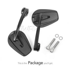 Mamba matte carbon bar end mirrors compatible with BMW M10 threaded handlebar