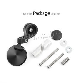 Orbix black motorcycle bar end mirror one piece compatible with BMW M10 threaded handlebar