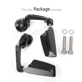Leap black bar end mirrors a pair compatible with BMW M10 threaded handlebar