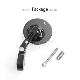 Orbii black bar end mirror a piece compatible with BMW M10 threaded handlebar