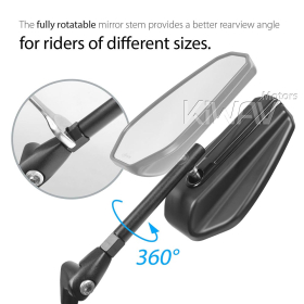 Emperor black mirrors compatible with Harley Davidson & M10 metric bike