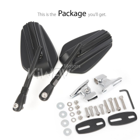 Emperor black fairing mount mirrors w/ chrome adapter
