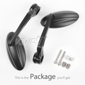 Ultra black heavy weight bar end mirrors compatible with BMW M12 threaded handlebar