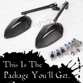 Venom black mirrors compatible with M10 metric bike & Harley Davidson