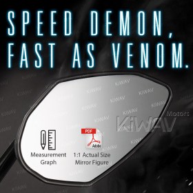 Venom black mirrors for 8mm scooters and motorcycles