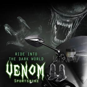 Venom black fairing mount mirrors w/ black adapter