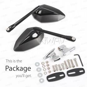 Venom black fairing mount mirrors w/ chrome adapter