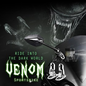 Venom black fairing mount mirrors w/ chrome adapter