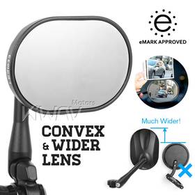Stark black bar end mirrors compatible with Triumph air-cooled motorcycles