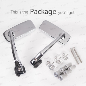 Classic chrome heavy weight bar end mirrors for 7/8, 1, 1-1/4 Inch hollow handlebar