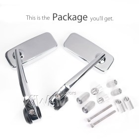 Classic chrome heavy weight bar end mirrors compatible with Honda specific mini motorcycles