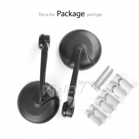 Retro black heavy weight bar end mirrors for 7/8, 1, 1-1/4 Inch hollow handlebar