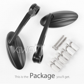 Ultra black heavy weight bar end mirrors for 7/8, 1, 1-1/4 Inch hollow handlebar