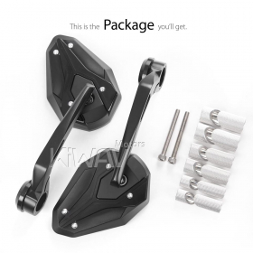 ViperII black heavy weight bar end mirrors for 7/8, 1, 1-1/4 Inch Hollow Handlebar