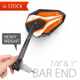 ViperII orange heavy weight bar end mirrors for 7/8, 1, 1-1/4 Inch Hollow Handlebar