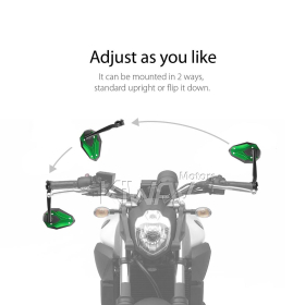 ViperII all green heavy weight bar end mirrors
