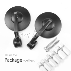 Bob black heavy weight bar end mirrors for 7/8, 1, 1-1/4 Inch hollow handlebar