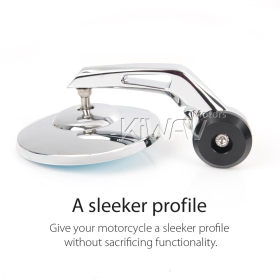 Bob chrome heavy weight bar end mirrors for 7/8, 1, 1-1/4 Inch hollow handlebar