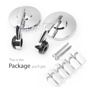 Bob chrome heavy weight bar end mirrors for 7/8, 1, 1-1/4 Inch hollow handlebar