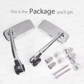 Classic chrome heavy weight bar end mirrors for 1 or 1-1/4 Inch hollow handlebar