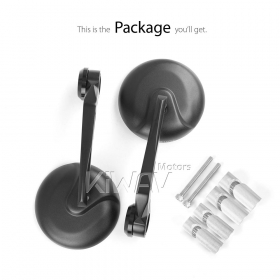 Retro black heavy weight bar end mirrors for 1, 1-1/4 Inch hollow handlebar