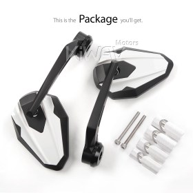 4Rizz white heavy weight bar end mirrors for 1, 1-1/4 Inch hollow end handlebars