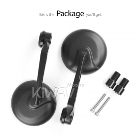 Retro black heavy weight bar end mirrors universal fit compatible with yamaha