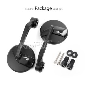 Missie black heavy weight bar end mirrors compatible with Yamaha M16 threaded handlebar